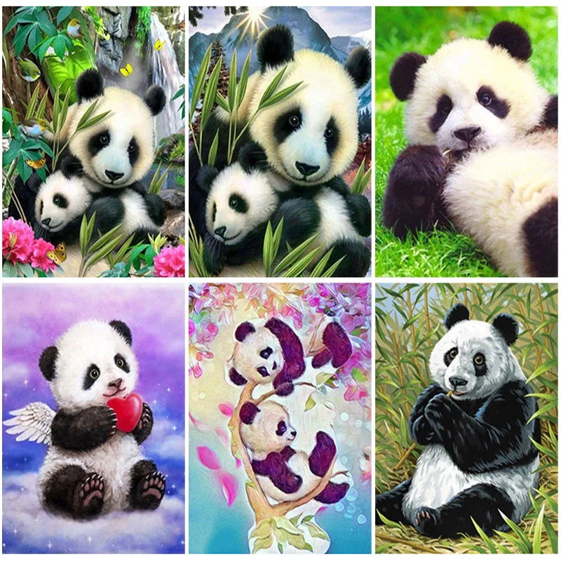 

DIY Panda Animal 5D Diamond Painting Full Round & Square Rhinestone Mosaic Diamante Embroidery Cross Stitch Wall Art Home Gift