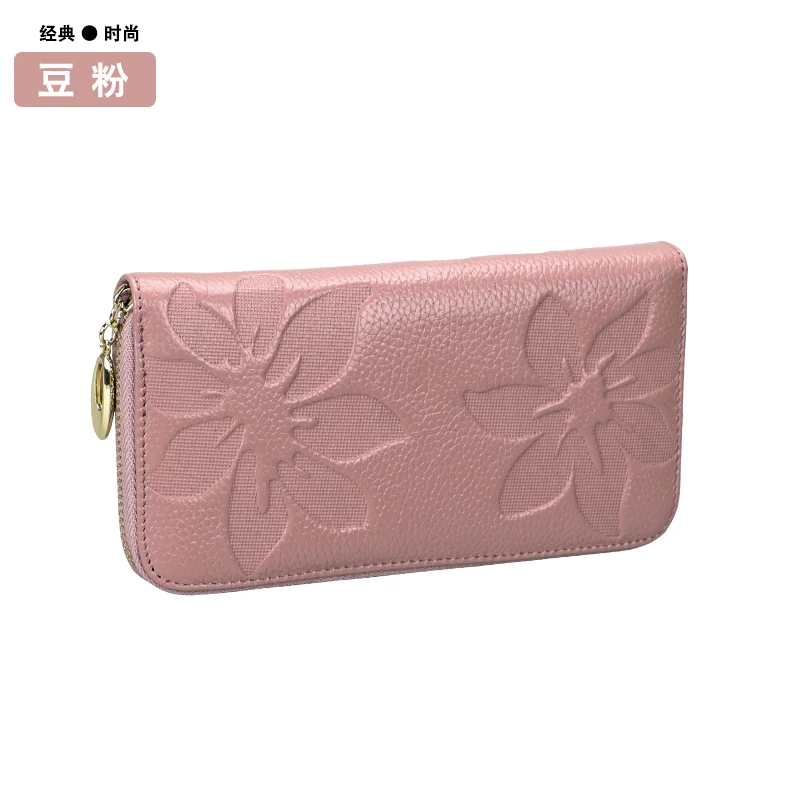 Pink Женские кошельки из натуральной кожи с длинной молнией, роскошный клатч на молнии для телефона, портмоне, кошелек с держателем для карт - Цвет: Pink