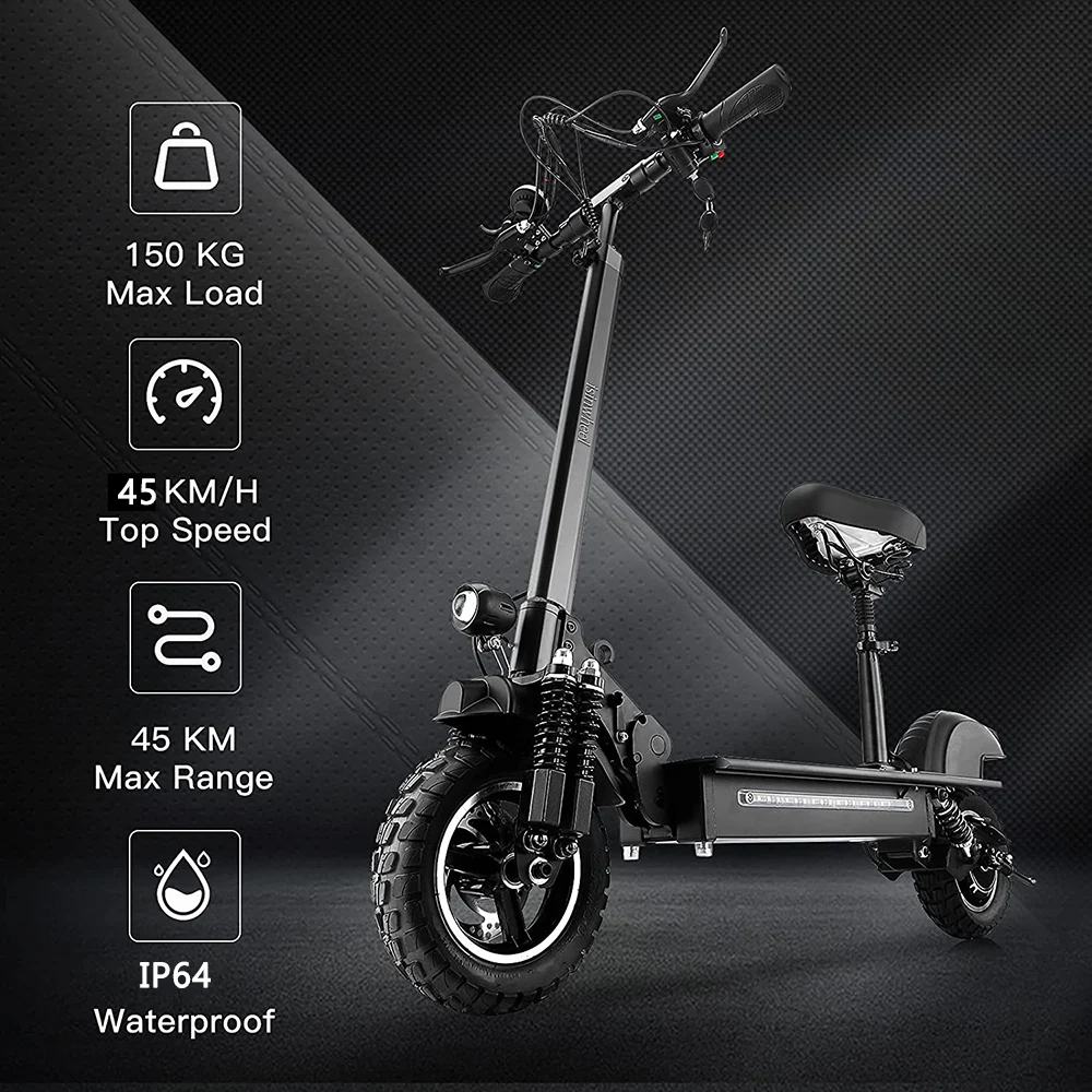 Электрический скутер IX5 2021 10 дюймов для бездорожья 45 км/ч 600 Вт 15 Ач складной