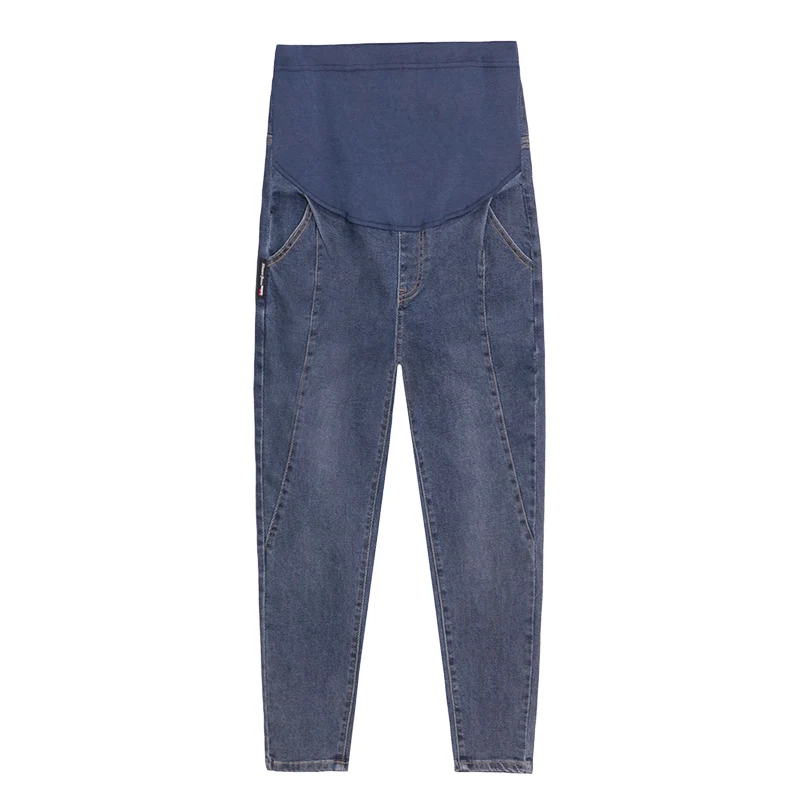 

9531# Spring Autumn Denim Maternity Jeans Elastic Waist Belly Harem Pants for Pregnant Women Pregnancy Casual Straight Trousers