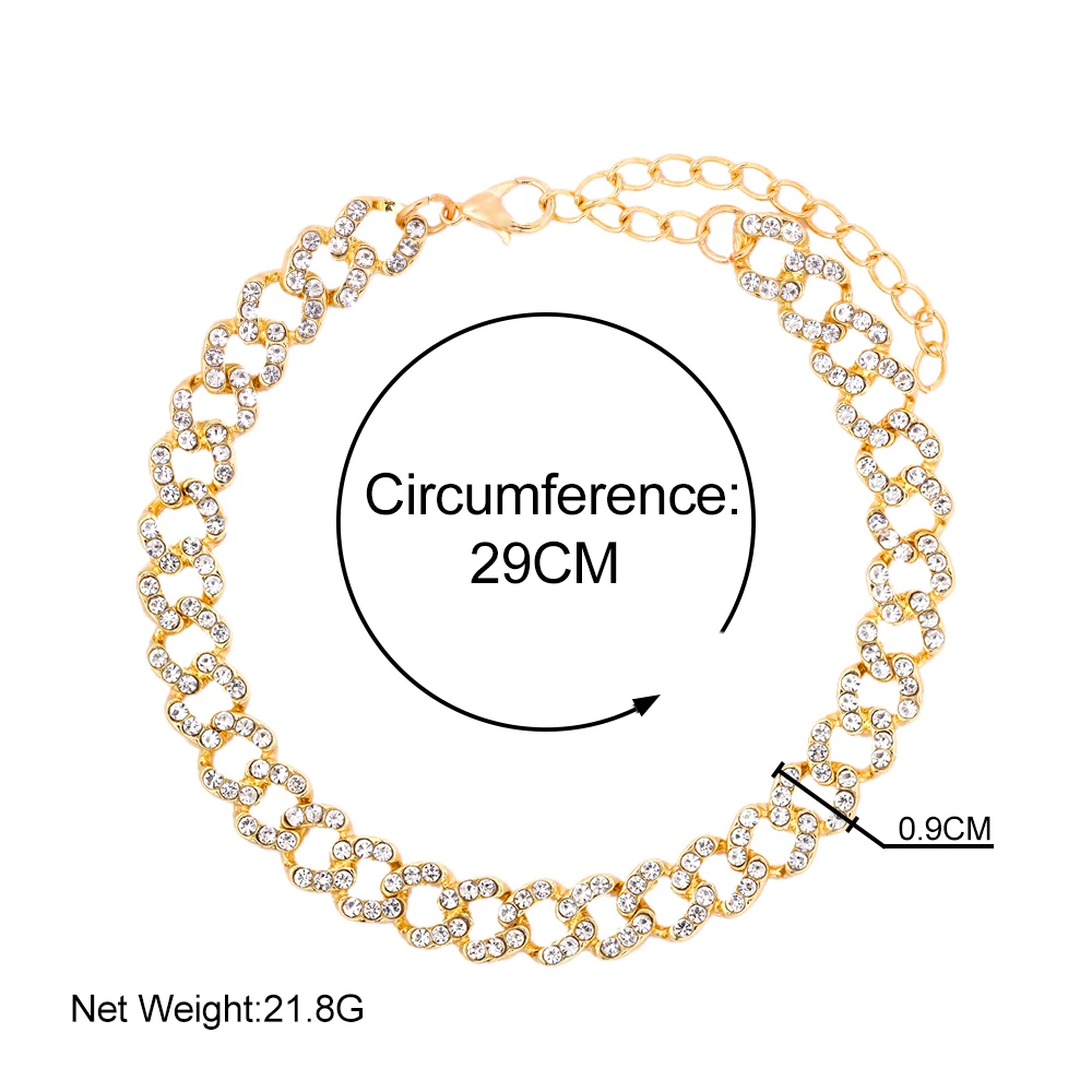 

Simple Multi-layered Chunky Metal Cuban Chain Anklet For Woman Trendy Shiny Crystal Rhinestone Tennis Chain Jewelry Party Gift