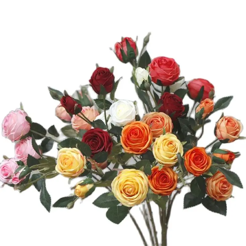 

Одна искусственная Роза меллейка (4 головки/штука), 23 дюйма, имитация круглой камелии для искусственных цветов