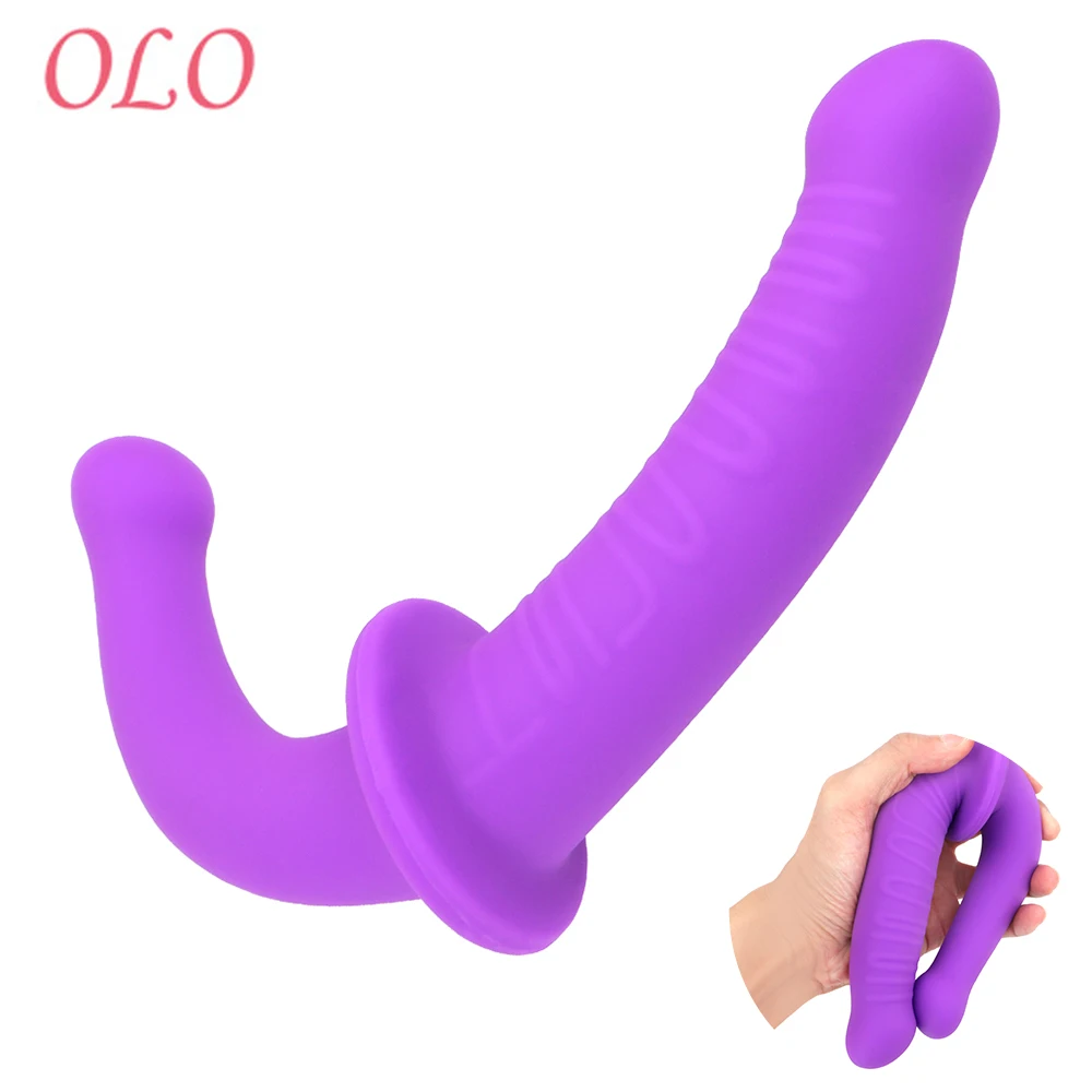 OLO двойной пенис ремешок на голову фаллоимитатор секс игрушки для лесбийских