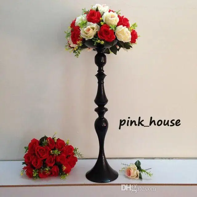 

2017 new elegant Tall metal black color flower stand flower vase candle holder for Wedding table centerpiece decoration
