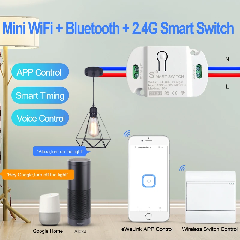 Мини-переключатель EWeLink беспроводной с поддержкой Bluetooth и Wi-Fi 2 4 ГГц - купить по