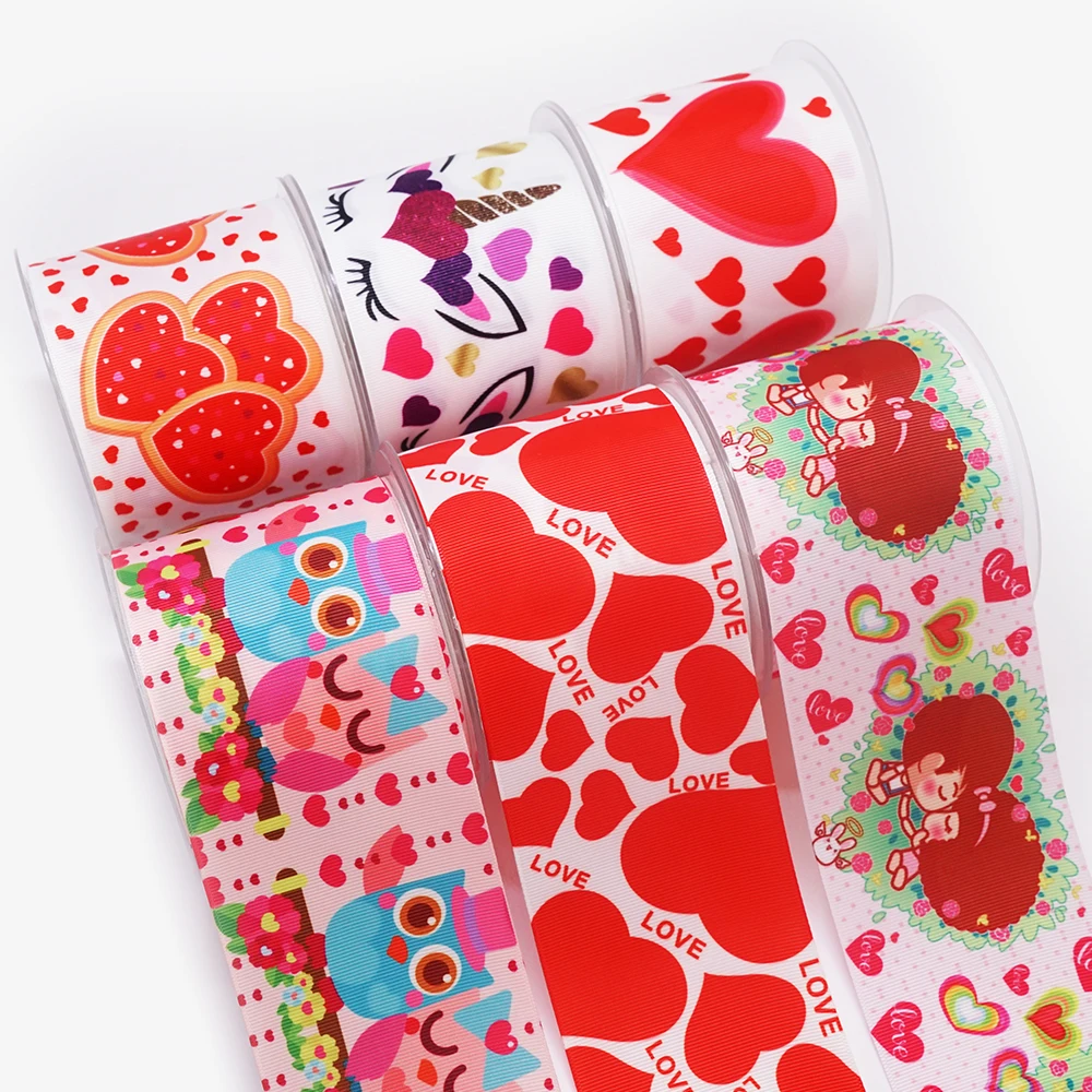 Бесплатная доставка 50 ярдов на размер лента в рубчик с принтом День святого