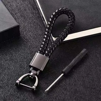 leather rope keychain hand woven horseshoe buckle key ring car key rings for women fashion key accessory keyrings gifts