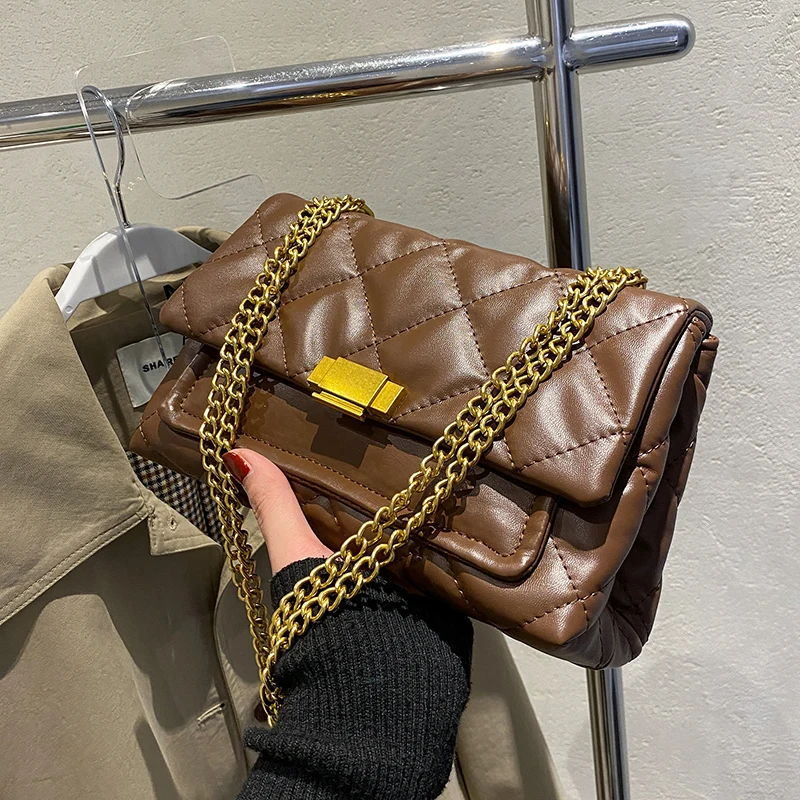 

Стеганые маленькие женские сумки через плечо из искусственной кожи с цепочкой, 2021