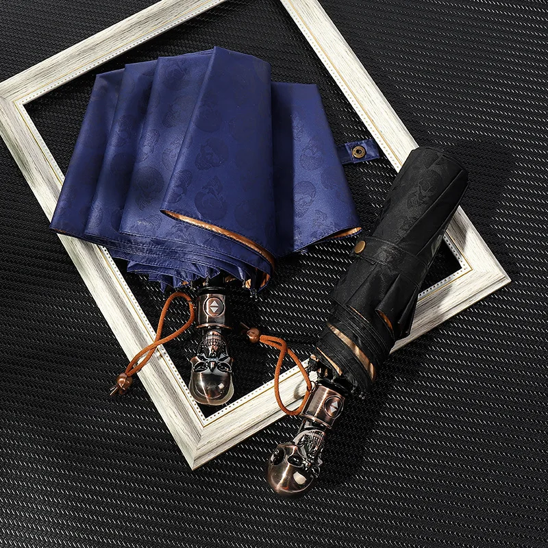 

Skeleton Skull Handle Windproof Automatic Waterproof Rain Umbrella Male Compact Travel Umbrella Mens Gifts Parasol