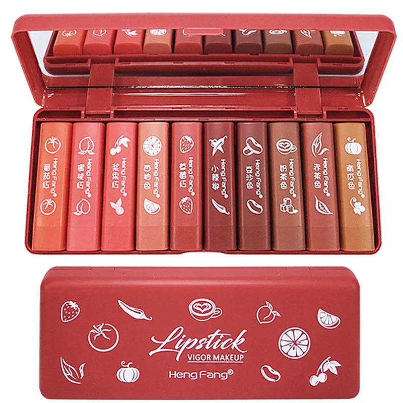 10 шт./кор. красные губы Batom матовая бархатная губная помада Профессиональный