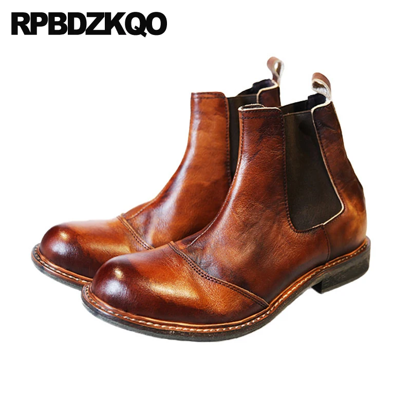 2018 осень осенняя ботильоны слипоны короткие мужская коренастый итальянский