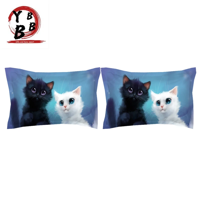 

Cartoon Cat Bedding sets twin queen king Quilt Cover cute Pillow Case single double girls luxury duvet cover set blue bedclothes