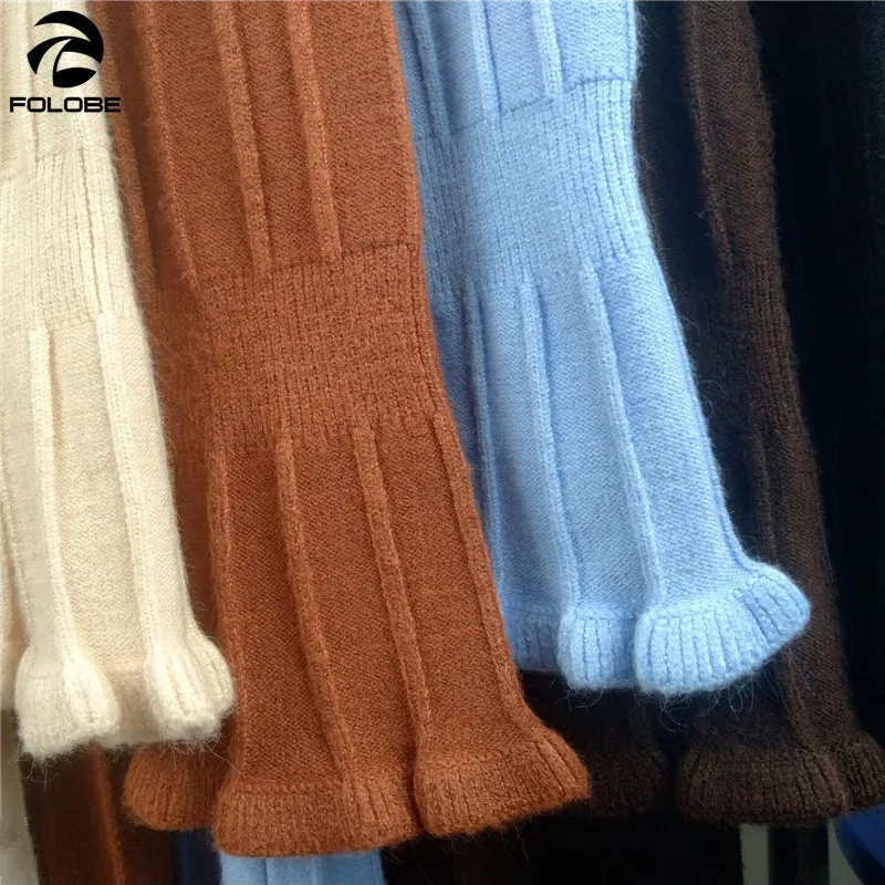 

FOLOBE Autumn Winter Women Sweater Dress Long Chic Female Dresses A-Line Lace up Waist Soft Rib Knitted dresses