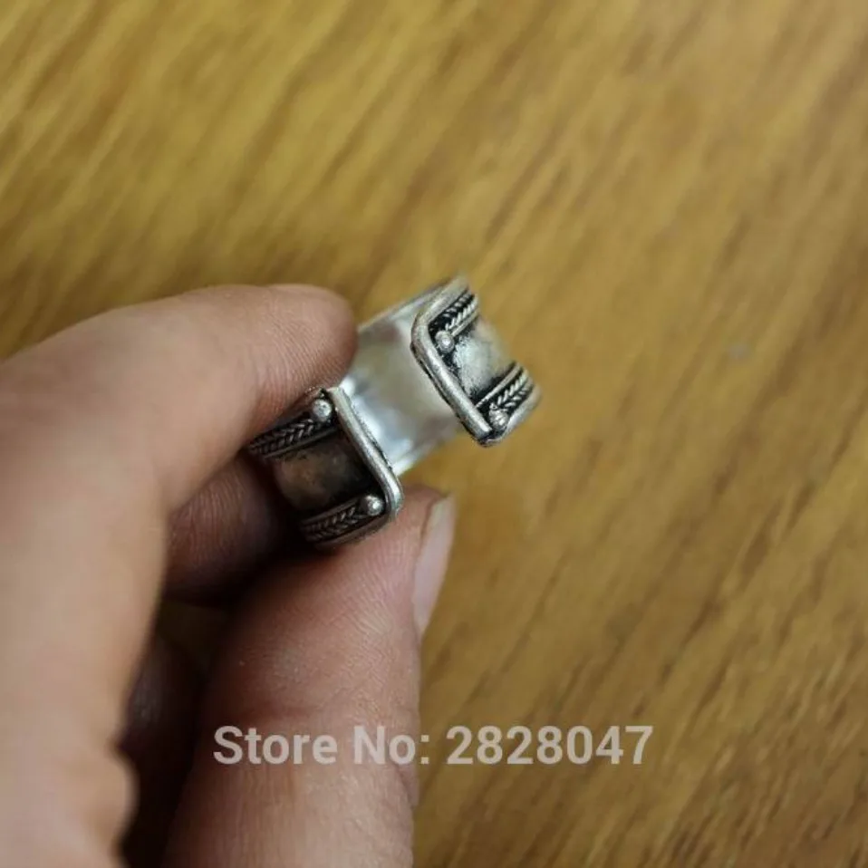 RG335 тибетское серебряное инкрустированное кольцо из различных бусин ручной работы непальское Оригинальное 12 мм широкое кольцо для женщин регулируемое кольцо