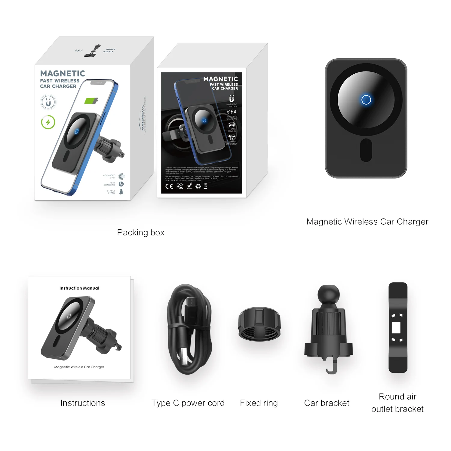 

N7 15W Magnetic Wireless Car Charger Mount For Iphone 12/12 Mini/12 Pro Max Fast Charge Airvent Mount Magsafe Car Phone holder