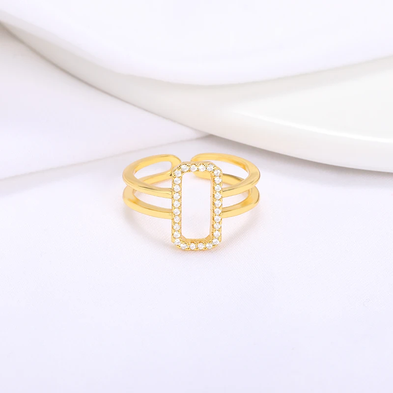 

Retro Geometric Zircon Rings For Women Gold Double Finger Rings Trend 2021 Female Jewelry Accessories Gift Wholesale