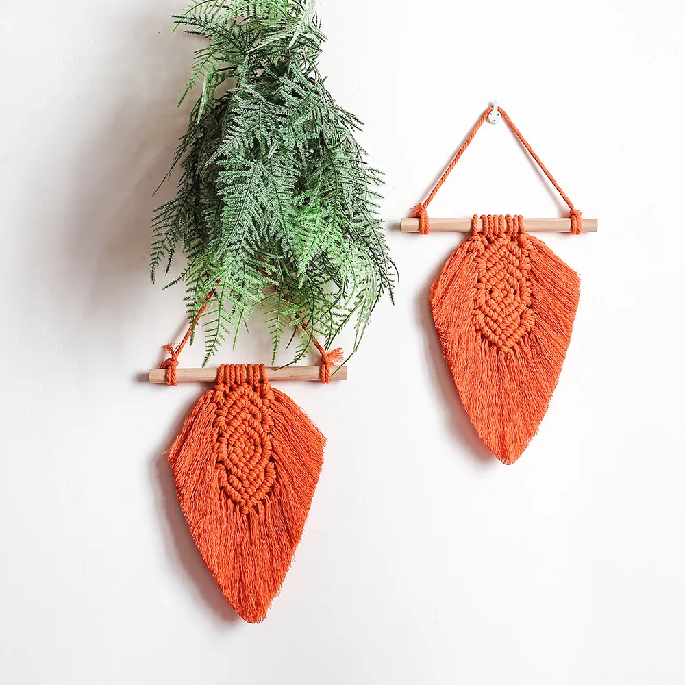 

1pcs hand-woven tapestry boho decoration lace wall hanging leaf feather pendant decoration living room headboard porch pendant
