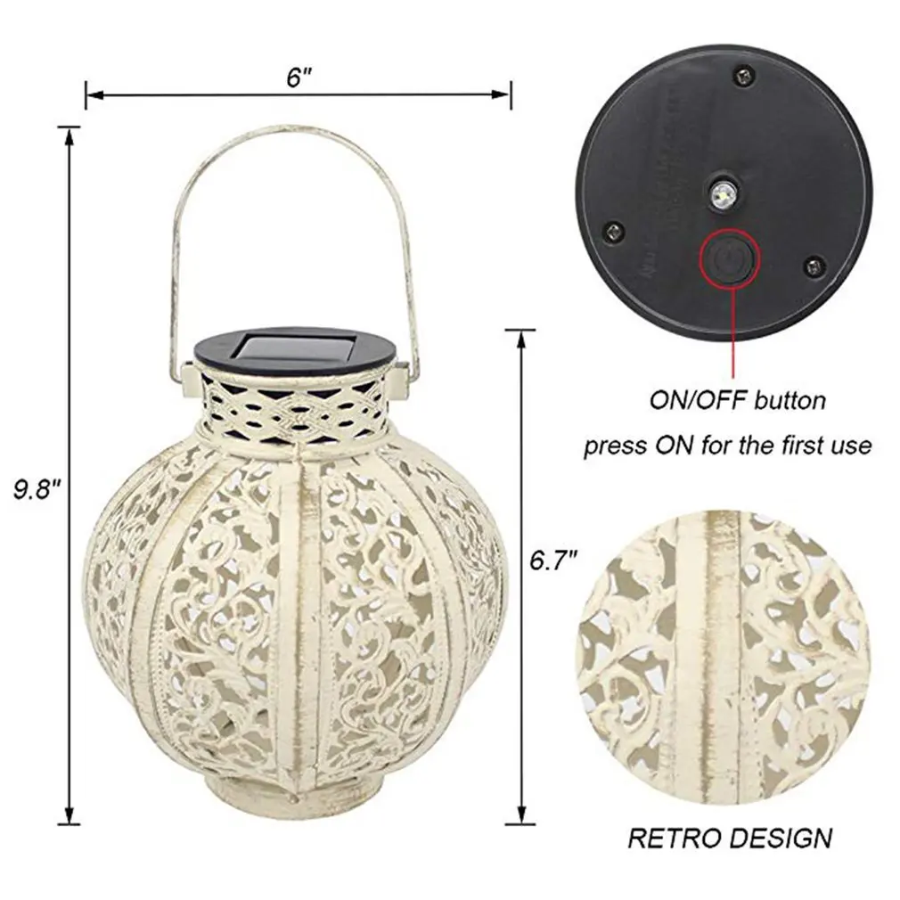 

Iron Solar Lantern European Portable Hollow Winter Melon Pumpkin Solar Lantern Festival Holiday Home Garden Tree Decoration