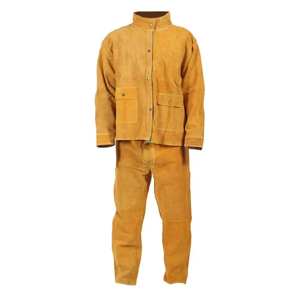 

Welding Suit Splash-proof Heat-resistant Clothing for Male car workshop welding suit mechanical working overalls yellow