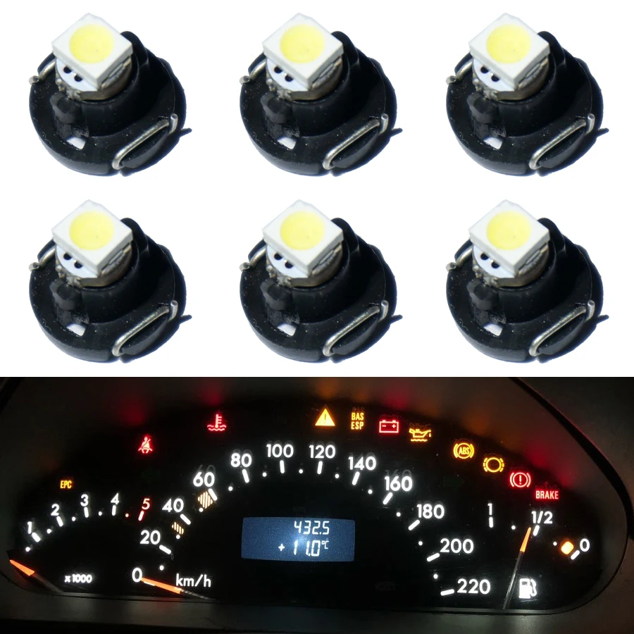 6X T3 светодиодный 3528 1210 SMD Автомобильные датчики светильник s Авто приборная панель светильник тире Кластерные лампы для автомобиля DC12V 6 цветов