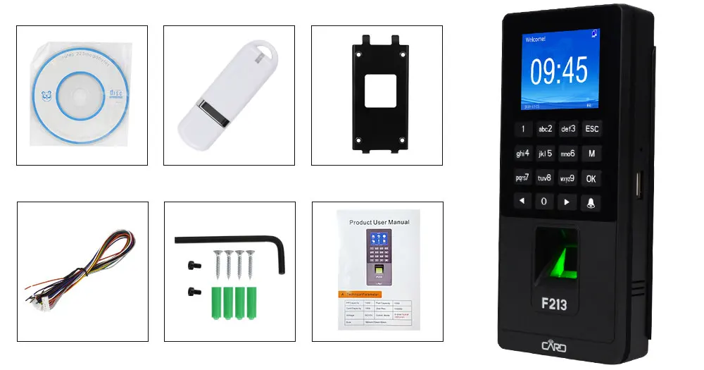 Отпечатков пальцев RFID Клавиатура TCP/IP/USB биометрический контроль доступа системы программного обеспечения времени часы посещаемости машины+ U диск+ 10 брелоков