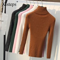 xisteps turtleneck slim fit autumn winter women sweater knitted pullovers female high stretch jumper tops 2021 casual blouse