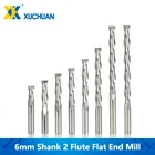 Концевая фреза с 2 канавками, спиральные фрезы 6 мм, хвостовик для металлообработки, фрезы из карбида вольфрама