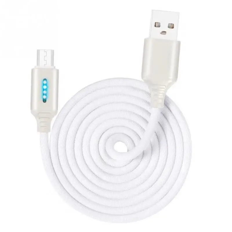 White Android Нейлоновый зарядный кабель Micro USB быстрая зарядка с мигающим светом дисплей type-C Android телефон быстрое зарядное устройство Шнур для iPhone 1 м - Цвет: White Android