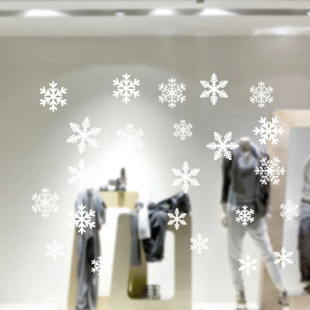 27 шт./компл. Рождественская Снежинка наклейки многоразовые детская зимняя Room