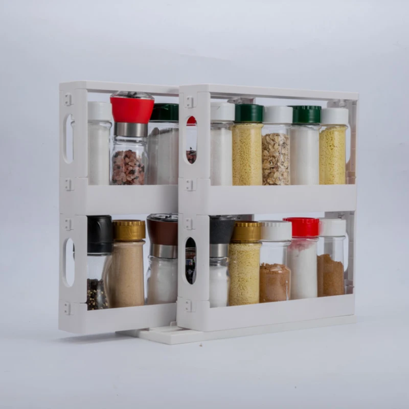 

Multifunction Rotating Jars Spice Rack Storage Rack Holder Seasoning Bottle Storage White PP Cabinet Kitchen Storage Organizers