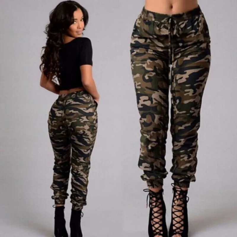 

Camo Pants Women Elastic Band Width Printed Trousers Fashion Casual Streetwear Elastic Band Foot Pants Women