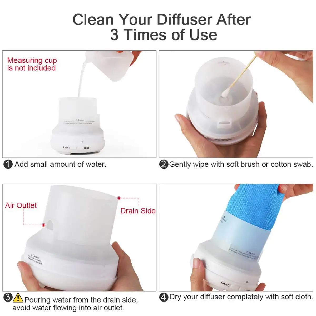 

200ml Aroma Essential Oil Diffuser Ultrasonic Air Humidifier Aromatherapy Cool Mist Maker Fogger For Home Office And Baby