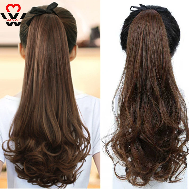 MANWEI волнистые накидки вокруг длинного конского хвоста на заколке для