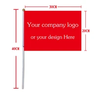 xvggdg 100 pcslot custom hand flag 2030 cm shaking flag print buyers logo with plastic flagpole