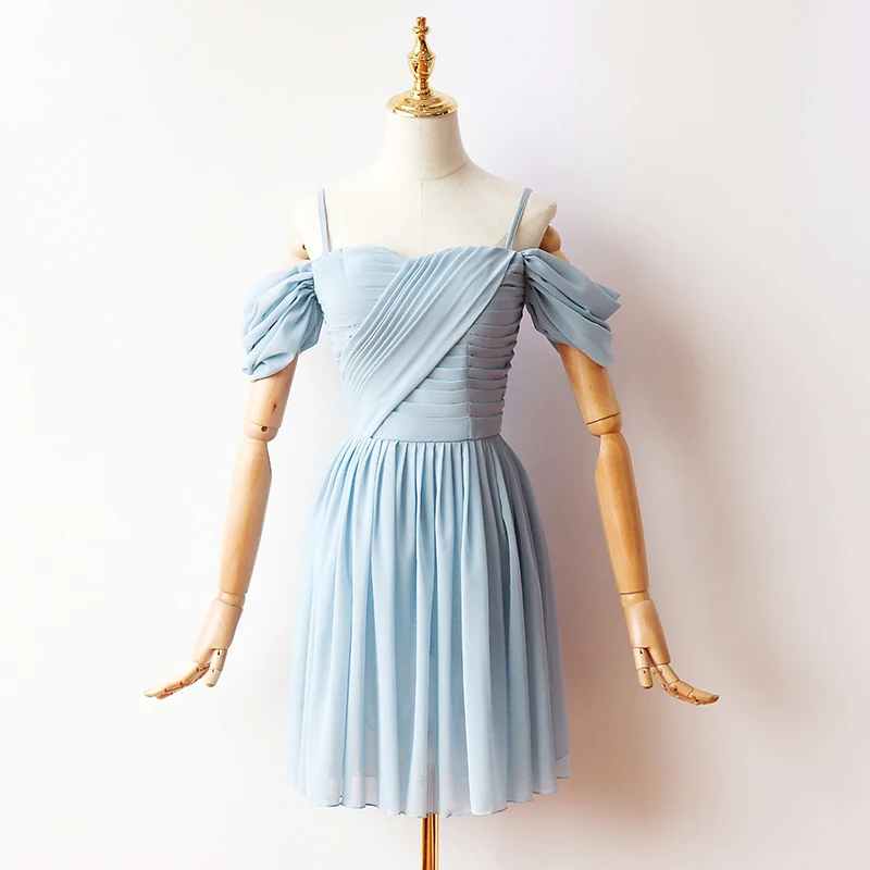 Короткое шифоновое платье для подружки невесты розовое свадебное подростков