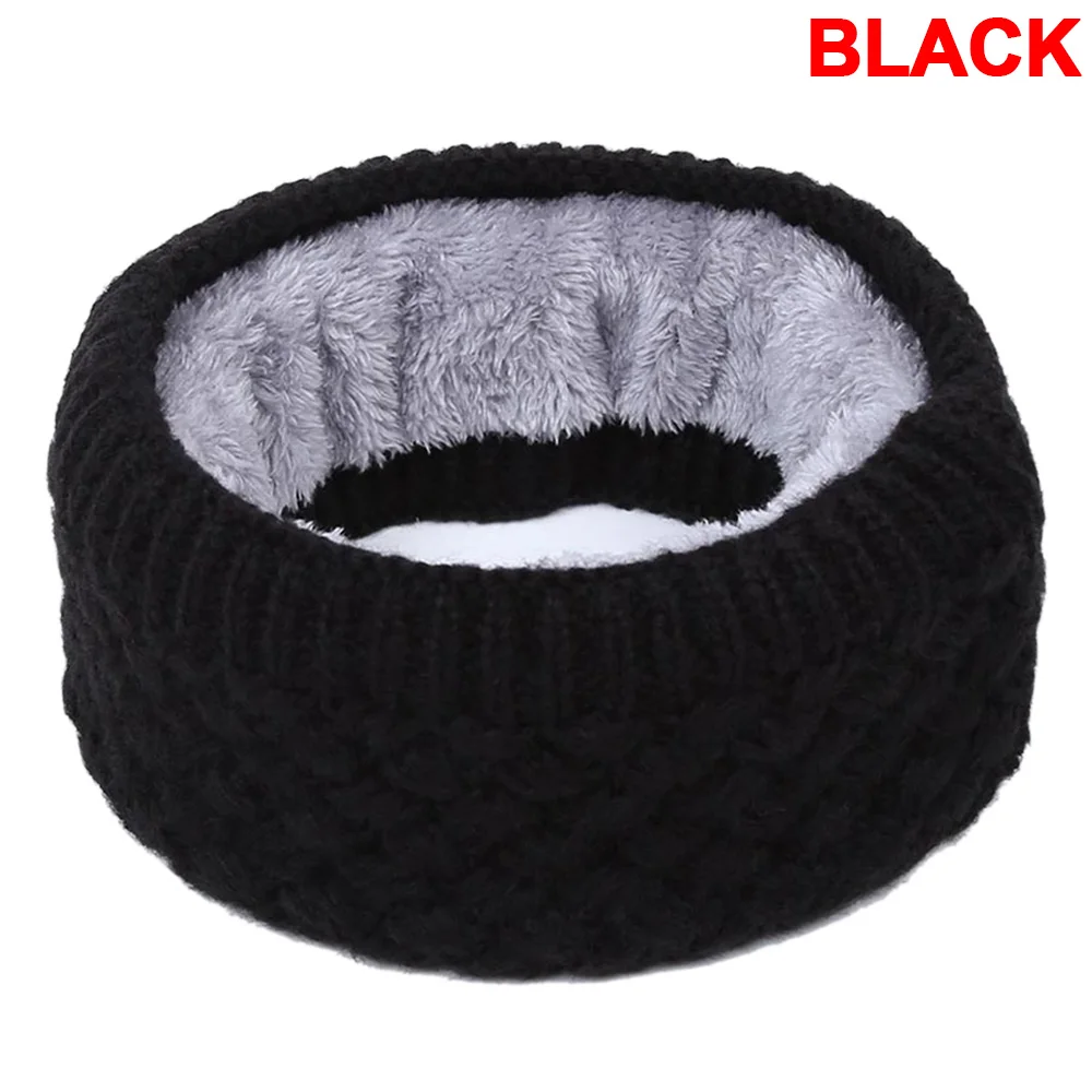 black Scarf Зимний теплый матовый вязаный шейный шарф-петля, уплотненная теплая круглая обертка, шарф-хомут с петлей, женский шарф для катания на лыжах и альпинизма - Цвет: black Scarf