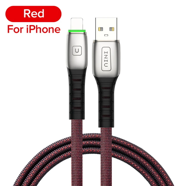 INIU 2 м 3 а светодиодный USB кабель зарядное устройство для iPhone 11 Pro XS MAX XR X 8 7 6S 6 Plus 5 5S шнур для быстрой зарядки мобильного телефона - Цвет: Red For iPhone