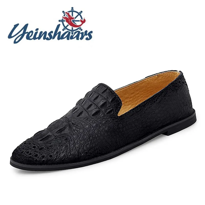 

Fashion Mens Casual Leather Loafers Lightweight Formal Shoes Men Comfortable Minimalist Shoes Crocodile Pattern Drive Flat Shoes