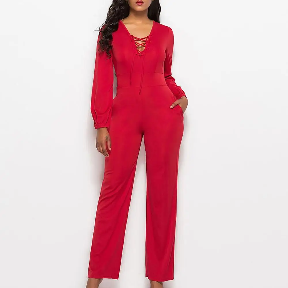 Женский эластичный комбинезон с широкими штанинами Модный облегающий высокой