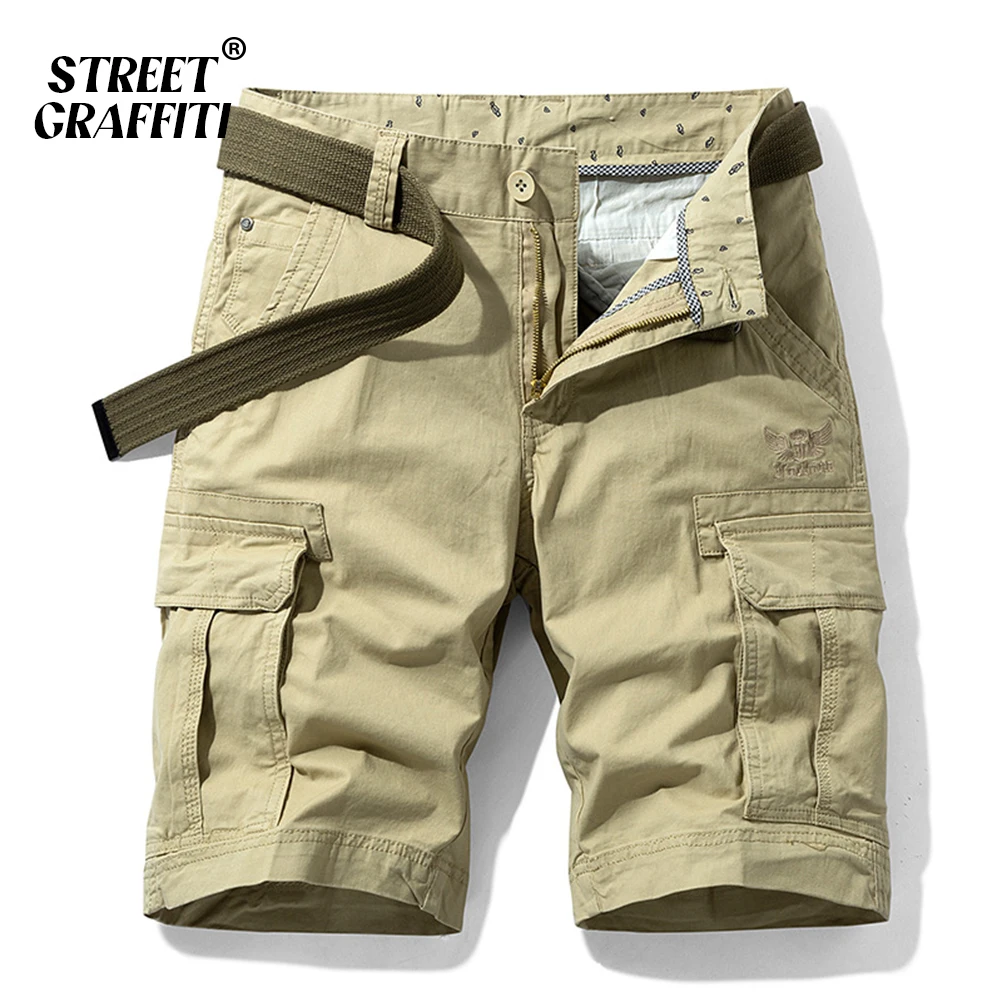 

Cargo Shorts Men Spring Summer Breeches Cotton Bermuda Solid Denim Casual Multi-Pocket Pants Clothing Men’s Cargo Short
