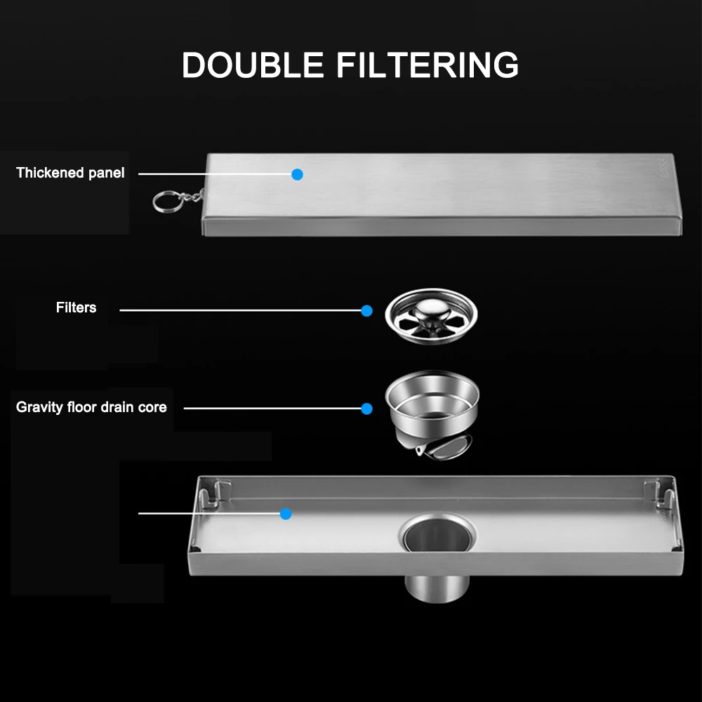 invisible bathroom floor drain stainless steel anti odor drainage rectangle shower drain for hotel free global shipping