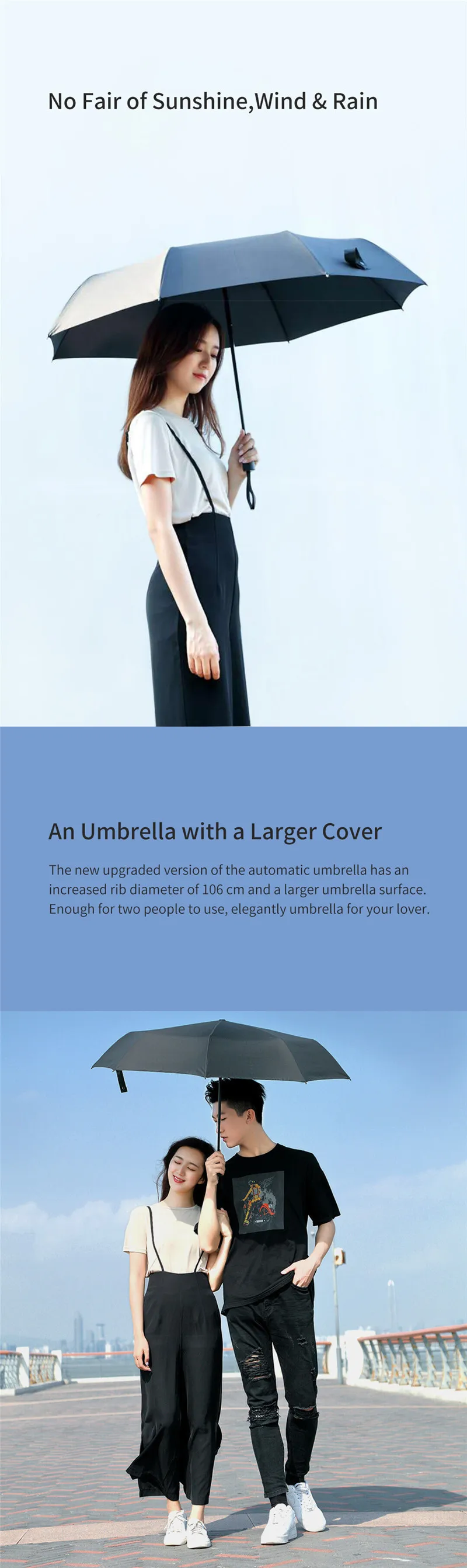 Xiaomi Mijia Pinluo Automatic Umbrella women Folding clear umbrella Windproof Rain large automatic umbrella For Men 8K Parasol