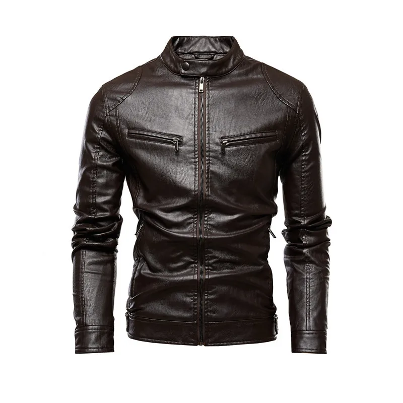 

Leather jacket autumn motorcycle jacket jacket fashion zipper slim stand collar leather jacket fashion trend leather jacket