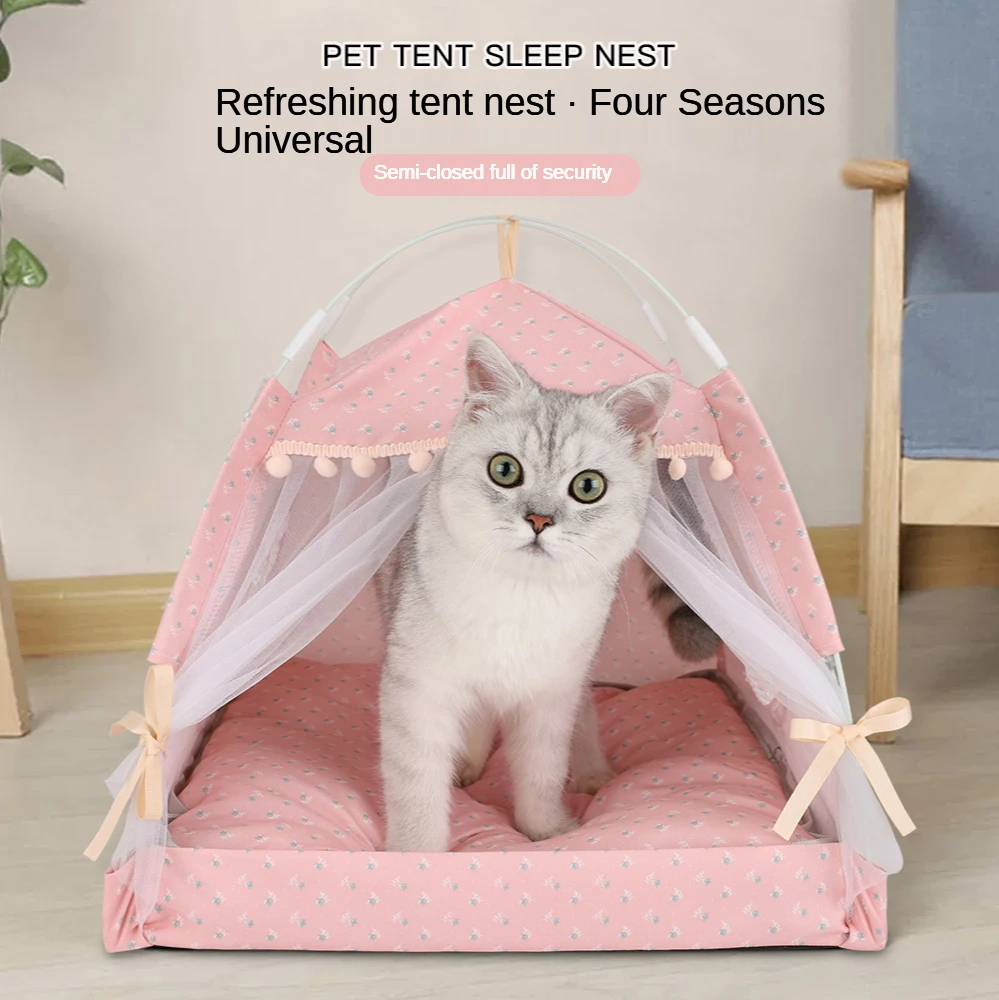 

Pet Products Bed The General Teepee Closed Cozy Hammock With Floors Cat Tent Small Dog House Accessories Dropship