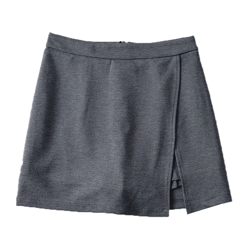 

TVVOVVIN High Waist Solid Color Side Split Package Hip Skirt Summer Sexy Elasticity Zipper Skirts Women E0RC