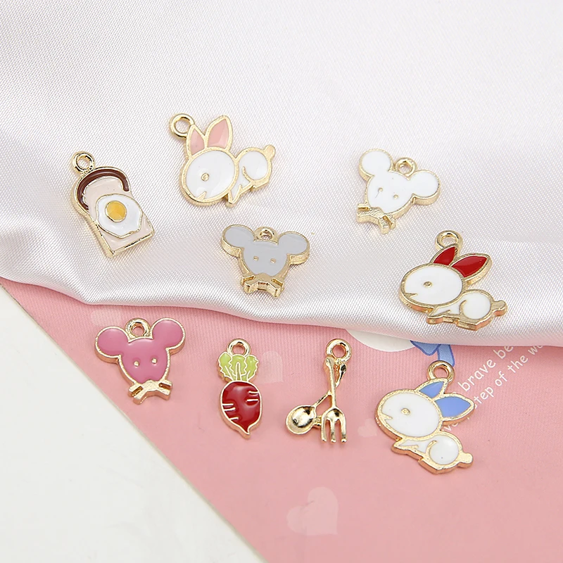 Симпатичные Мультяшные животные кролик/Крыса/морковка из сплава подвески в