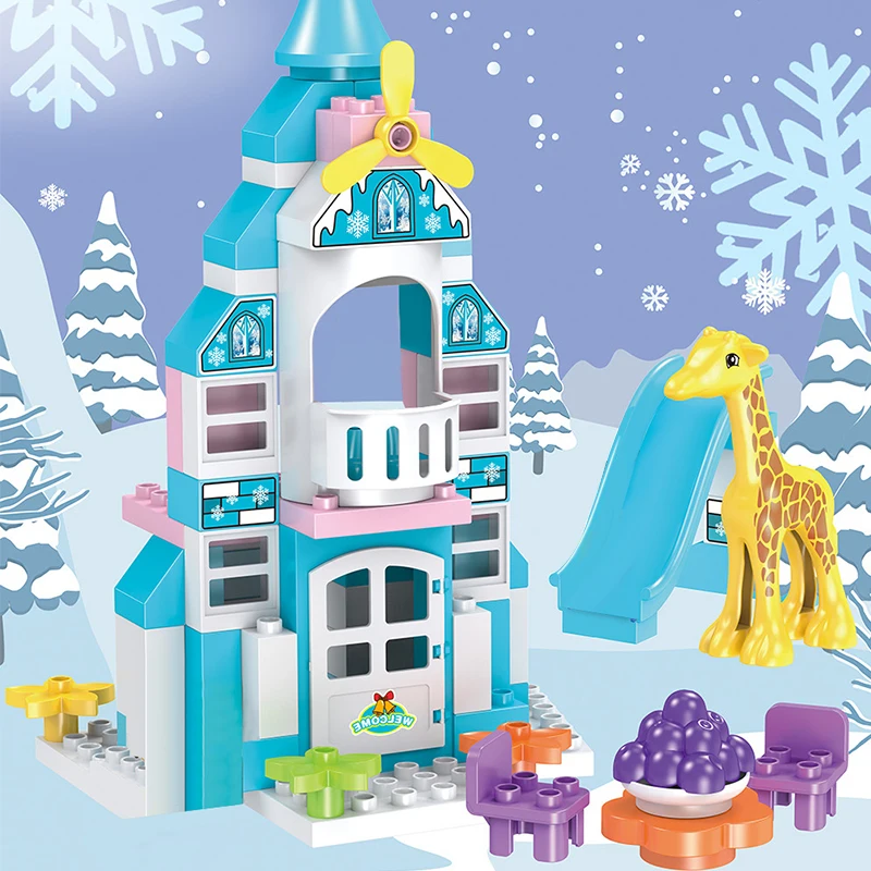 Duploed дом для отдыха большой размер строительные блоки принцесса ледяной замок из