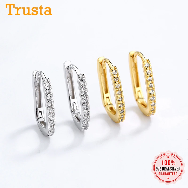 

TrustDavis Настоящее серебро 925 пробы модные милые INS эллипс CZ очаровательные серьги-кольца для женщин украшения на день рождения, свадьбу DA2348