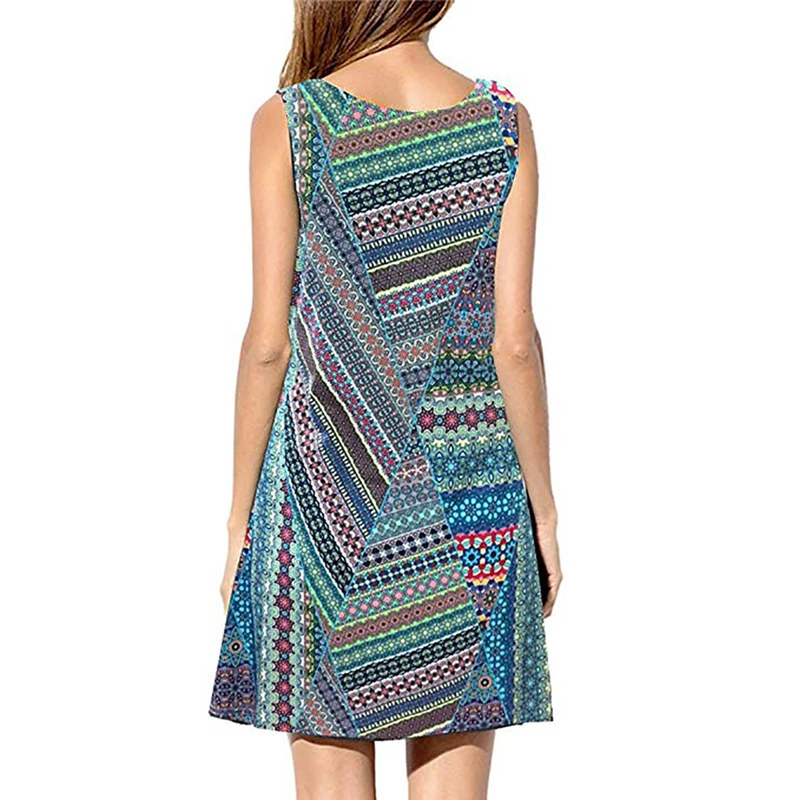 2020 New Spring Summer European Women sleeveless Loose Casual back zipper Dresses Large size Round neck Dress C095 | Женская одежда