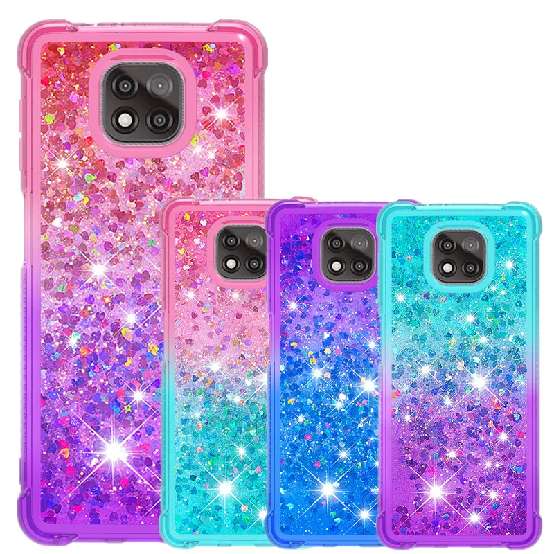 

Quicksand Phone Case For Motorola Moto E7 G Power Play Stylus 2021 Edge S G30 G10 Soft TPU Dynamic Glitter Liquid Back Cover